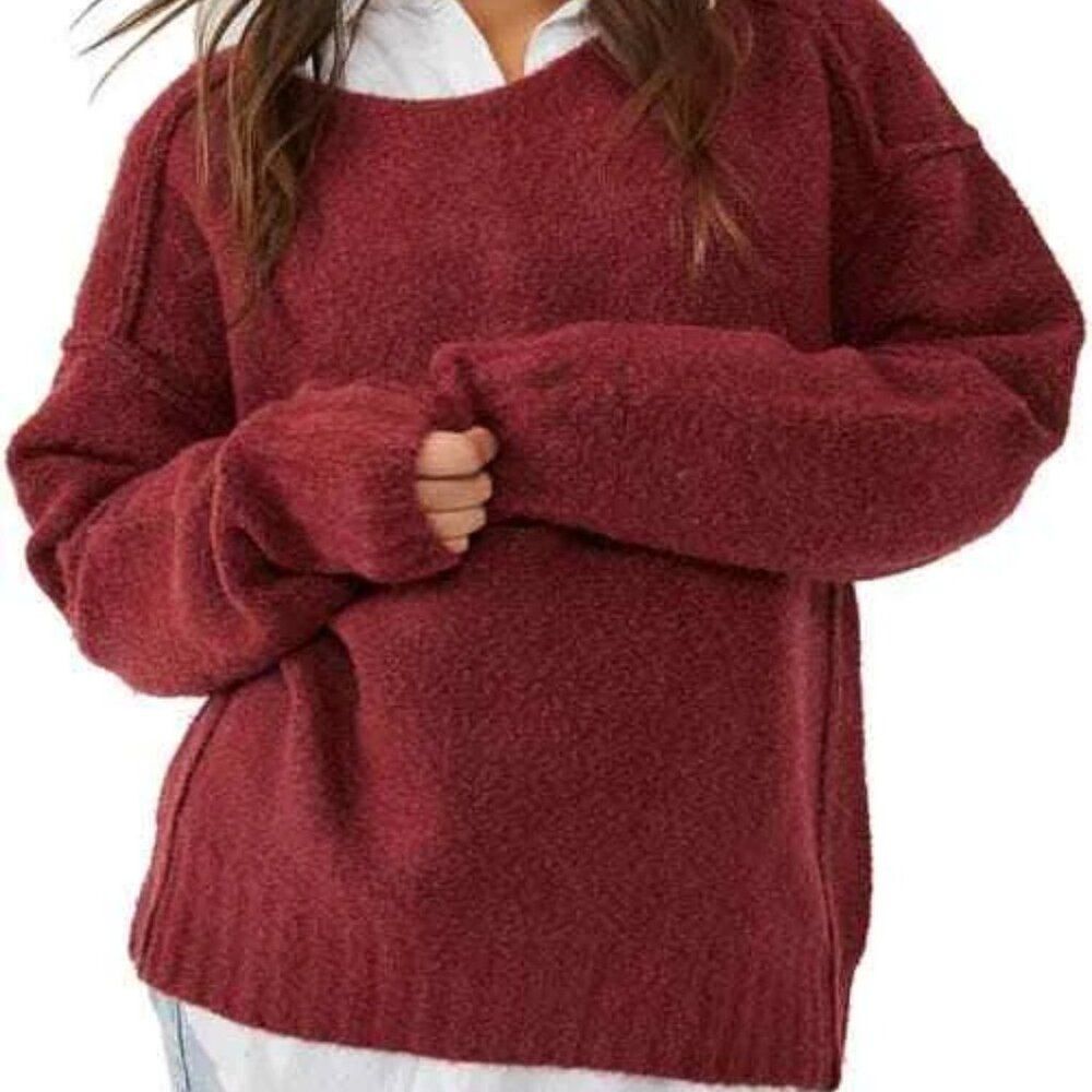Free People Care Eastwood Tunic Sweater in Rhubarb Heather Size XL NWT